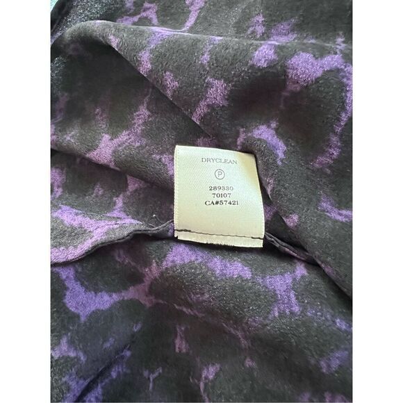 Ann Taylor Black Purple Leopard Print Semi Sheer Blouse Petite Medium - Picture 5 of 9